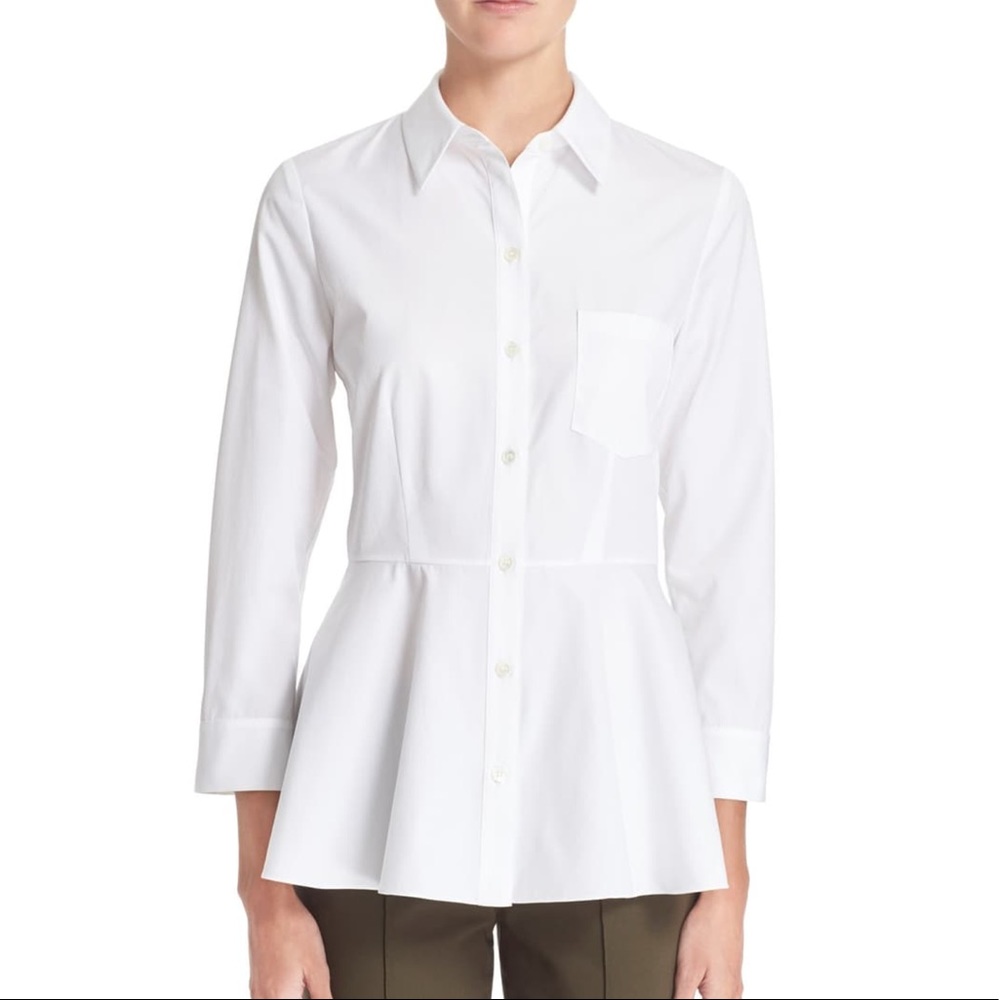 Theory Eyodis Peplum Button Down Shirt